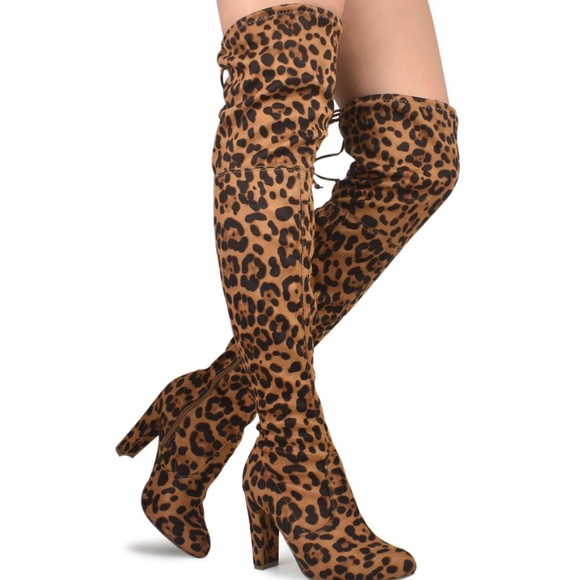 Leopard Print Over the Knee boot - Picture 2 of 4